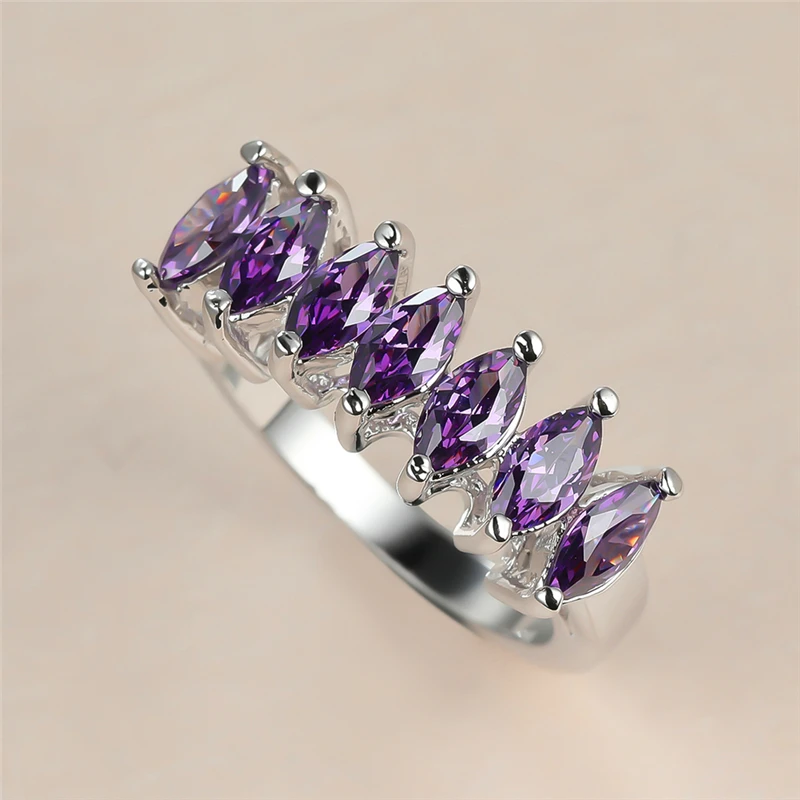 Charm Female Purple Crystal Stone Ring Classic Silver Color Wedding Rings For Women Dainty Bride Leaf Zircon Engagement Ring
Charm Female Purple Crystal Stone Ring Classic Silver Color Wedding Rings For Women Dainty Bride Leaf Zircon Engagement Ring