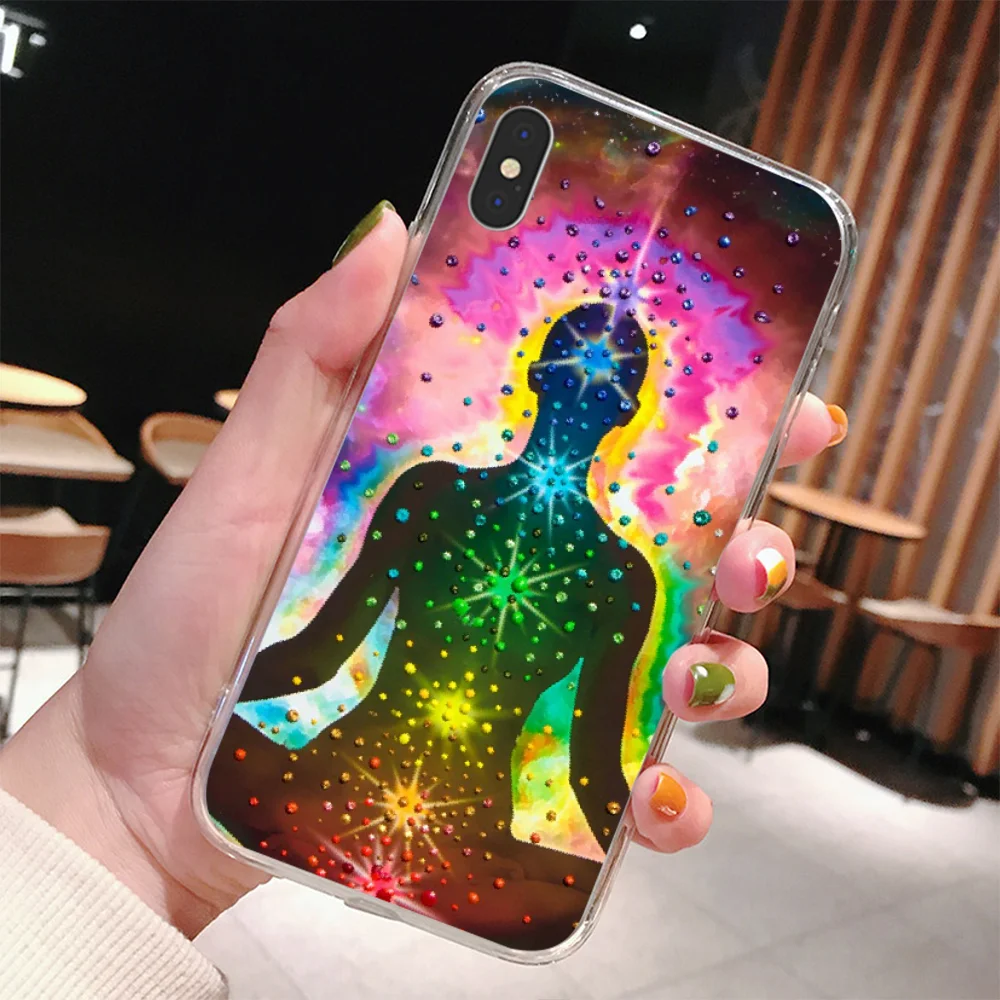 Чехол для телефона LJHYDFCNBr чехол iPhone 11 pro XS MAX 8 7 6 6S Plus X 5 5S SE XR с мандалой чакры и йогой