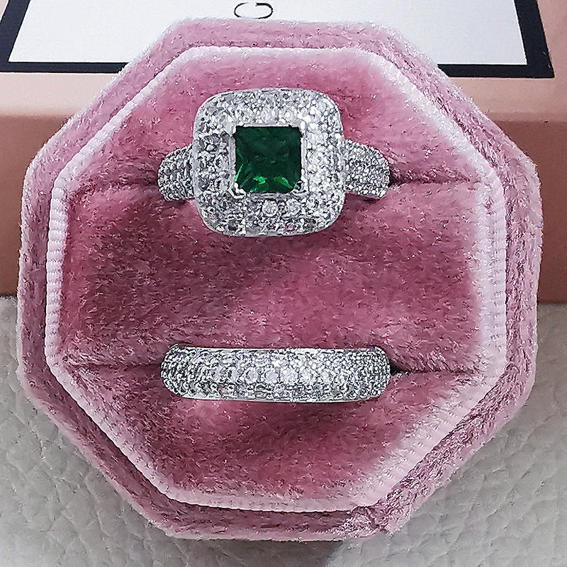 Trendy Luxury 925 Sterling Silver Wedding Ring Set Band For Bridal Girls And Women Ladys Love Couple Pair Jewelry R3400 
Trendy Luxury 925 Sterling Silver Wedding Ring Set Band For Bridal Girls And Women Ladys Love Couple Pair Jewelry R3400