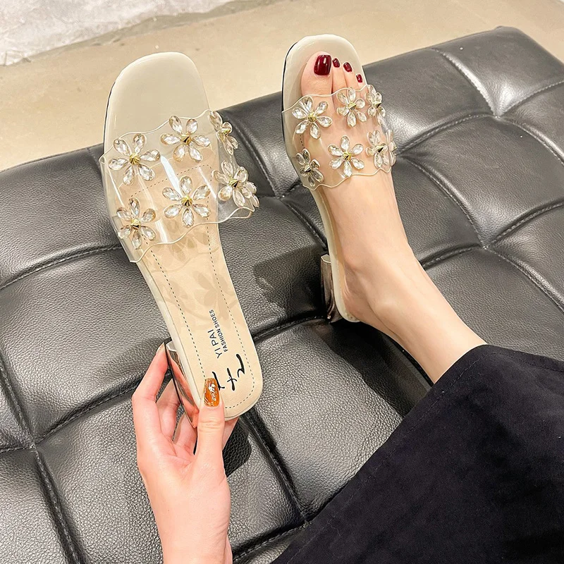 Transparent Slippers Loafers Shoes Woman 2021 Flower Pantofle Med Square heel Luxury Slides Soft New Block Designer Fabric Rubbe
Transparent Slippers Loafers Shoes Woman 2021 Flower Pantofle Med Square heel Luxury Slides Soft New Block Designer Fabric Rubbe