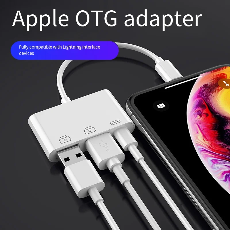 Применяется для APPLE планшетов, OTG адаптер, двойной USB-конвертер, внешняя мышь, клавиатура, U-диск 
Применяется для APPLE планшетов, OTG адаптер, двойной USB-конвертер, внешняя мышь, клавиатура, U-диск