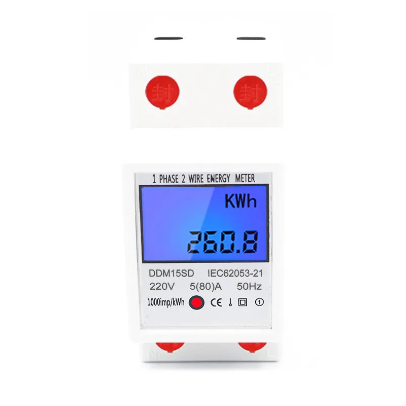 5-80A Energy Meter With LCD Backlight Digital Display Single Phase Two Wire Din Rail Electronic Energy KWh Meter 220V/230V
5-80A Energy Meter With LCD Backlight Digital Display Single Phase Two Wire Din Rail Electronic Energy KWh Meter 220V/230V