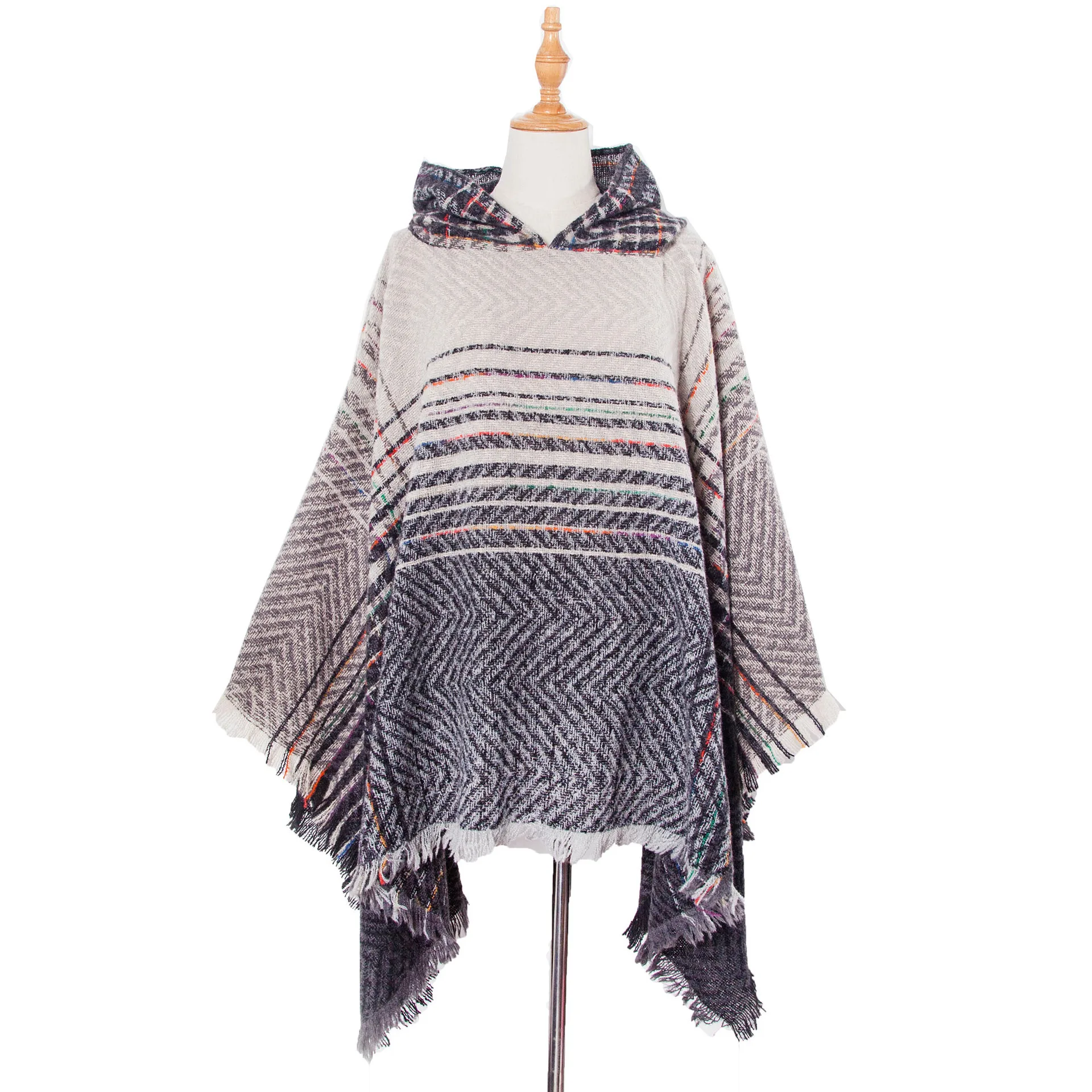 New Cloak Women Winter Knit Hooded Poncho Cape Pullover Crochet Fringed Tassel Shawl Wrap Sweater Coat 
New Cloak Women Winter Knit Hooded Poncho Cape Pullover Crochet Fringed Tassel Shawl Wrap Sweater Coat