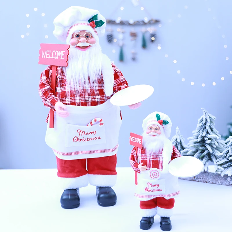 

Милая кукла шеф-повара Санта-Клауса, большая рождественская елка, украшение для дома на новый год, рождественские подарки, новый год 2021