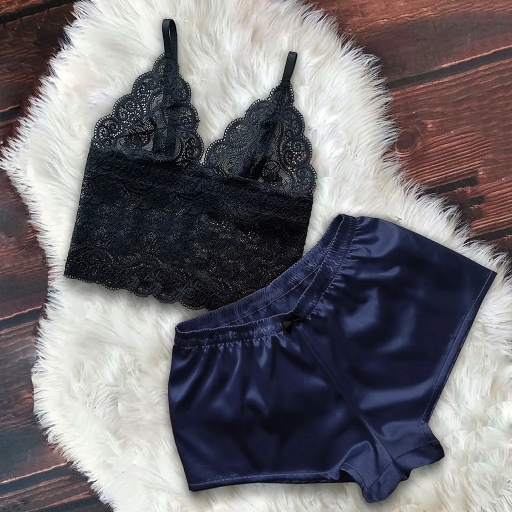 Fashion Women's Satin Lace V-Neck Camisole Bowknot Shorts Set Sleepwear Pajamas Lingerie Padded Buttocks seamless sleepwear 50**
Fashion Women's Satin Lace V-Neck Camisole Bowknot Shorts Set Sleepwear Pajamas Lingerie Padded Buttocks seamless sleepwear 50**