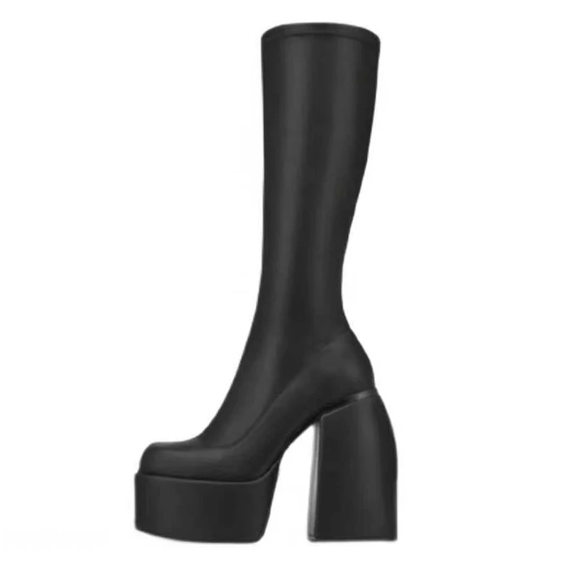 Punk Style Autumn Winter Women's Boots Elastic Microfiber High Heels Black Thick Platform Long Knee High Boot Club Party Shoes
Punk Style Autumn Winter Women's Boots Elastic Microfiber High Heels Black Thick Platform Long Knee High Boot Club Party Shoes
