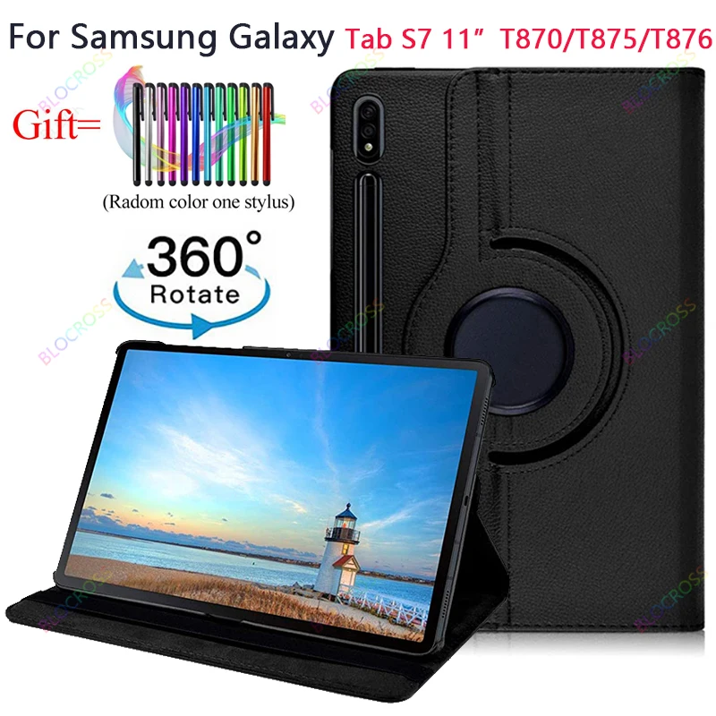 

Кожаный чехол-книжка с поворотным кронштейном на 360 градусов для планшетов Samsung Galaxy Tab S7 11 дюймов, T870/T875/T876, чехол с автоматическим пробуждени...