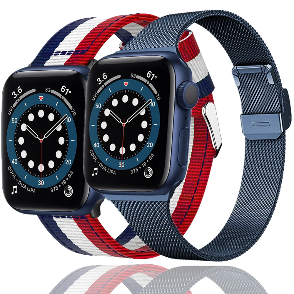 2set correa for apple watch 6 se band 44mm 40mm slim mesh loop + nylon strap for iwatch bands series 5 4 3 42mm 38mm bracelet
2set correa for apple watch 6 se band 44mm 40mm slim mesh loop + nylon strap for iwatch bands series 5 4 3 42mm 38mm bracelet