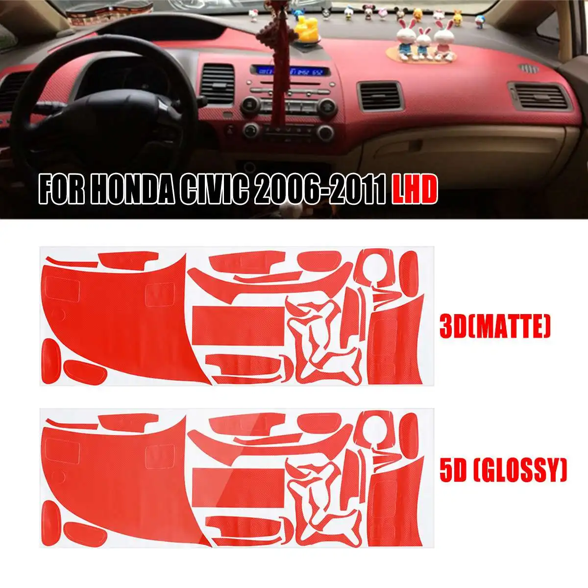 Matte/Glossy Red Carbon Fiber Decal Sticker Wrap Trim Dash Console Panel For Honda For Civic 2006-2011 LHD Only
Matte/Glossy Red Carbon Fiber Decal Sticker Wrap Trim Dash Console Panel For Honda For Civic 2006-2011 LHD Only