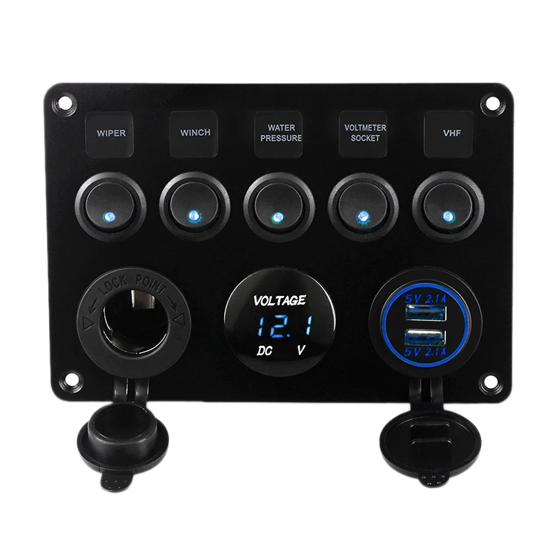 Marine Boat Switch Panel 12V 24V Gang Waterproof On-Off Toggle Panel Switch USB Charger Socket Voltmeter Power Outlet
Marine Boat Switch Panel 12V 24V Gang Waterproof On-Off Toggle Panel Switch USB Charger Socket Voltmeter Power Outlet