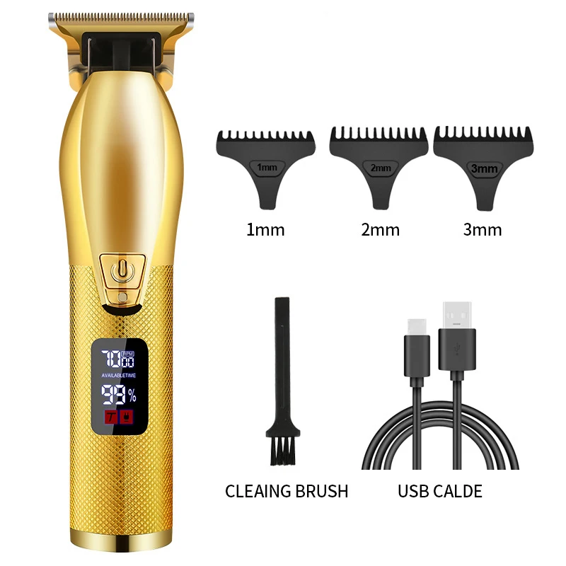 

Pro Cordless Hair Clippers and Beard Trimmer for Men Zero Gapped LED Display Hair Cutter Barber Cutting Machine Golden