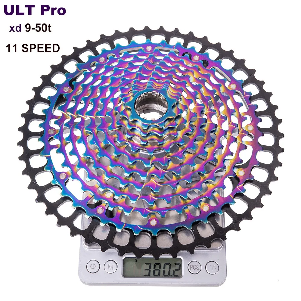 

Colorful MTB 11 Speed Cassette Ultimate ULT pro 11s 9-50T XD Cassette Rainbow 380g ULT pro Freewheel 11v k7 Sprocket