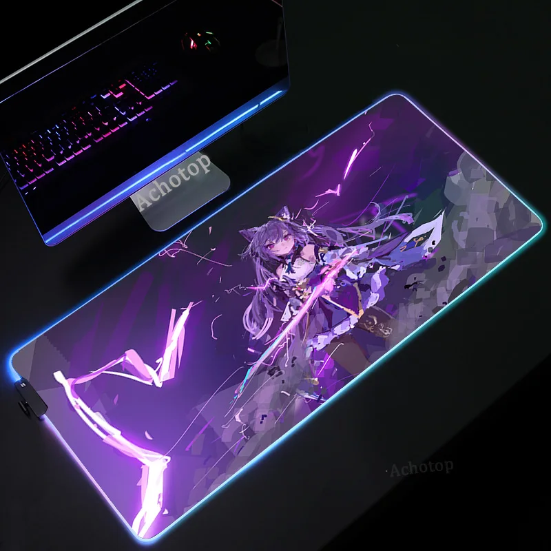 Аниме Коврик для мыши Genshin impact ПК геймерский RGB компьютерный ноутбук светодиодный