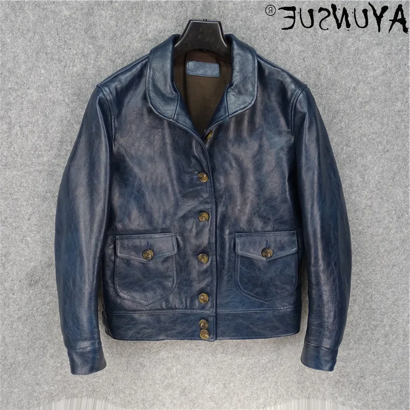 Cowhide Genuine Old Leather Jacket Men Clothing Autumn 2021 Coat Blue Men's Clothes Vintage Jackets Ropa Hombre LXR521
Cowhide Genuine Old Leather Jacket Men Clothing Autumn 2021 Coat Blue Men's Clothes Vintage Jackets Ropa Hombre LXR521