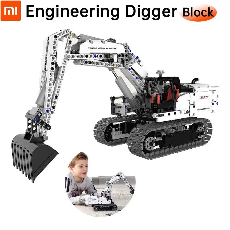 Фото Оригинальный Xiaomi Engineering Digger Fun Block Enjoy Building High Simulation консоль гусеничный механизм