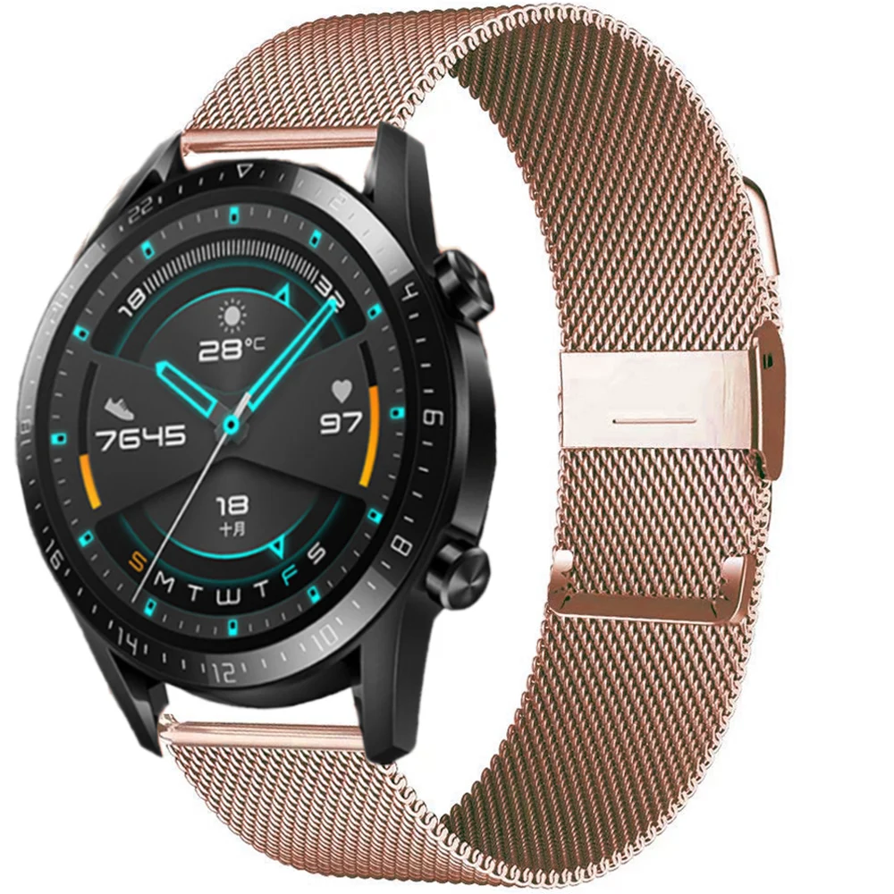 

Milanese strap For Samsung Galaxy watch 3 45mm 41mm/Active 2 46mm/42mm Gear S3 Frontier 20mm 22mm bracelet Huawei GT/2/2e band