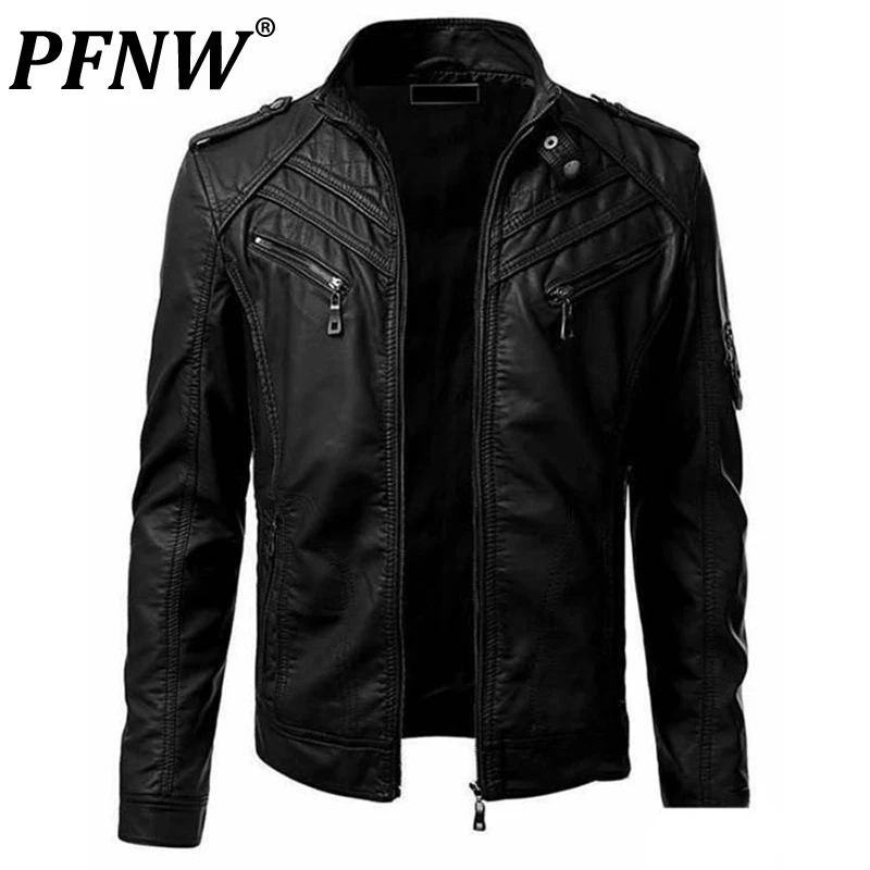 PFNW Men's 2021 Faux Leather Casual Zipper Solid Color Stand Collar Jacket Coat Black Moto Biker American Style Punk Ins 12X0813
PFNW Men's 2021 Faux Leather Casual Zipper Solid Color Stand Collar Jacket Coat Black Moto Biker American Style Punk Ins 12X0813