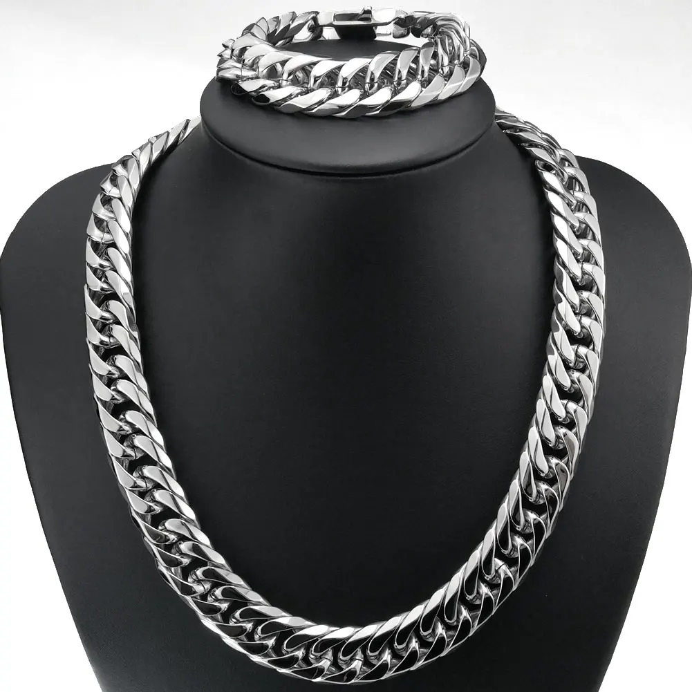 Necklace + Bracelet mens All polished 316L Stainless Steel silver tone N392 B255 16mm
Necklace + Bracelet mens All polished 316L Stainless Steel silver tone N392 B255 16mm