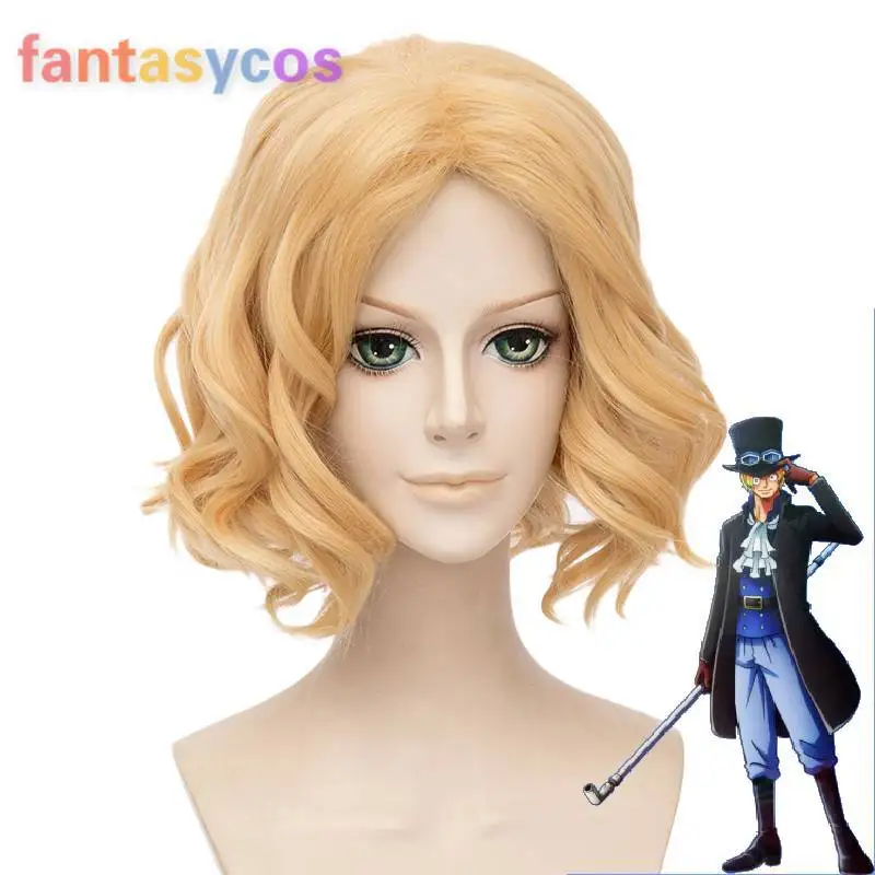 Парик для косплея сабо из аниме One Piece золотистые Кудрявые Волнистые Короткие