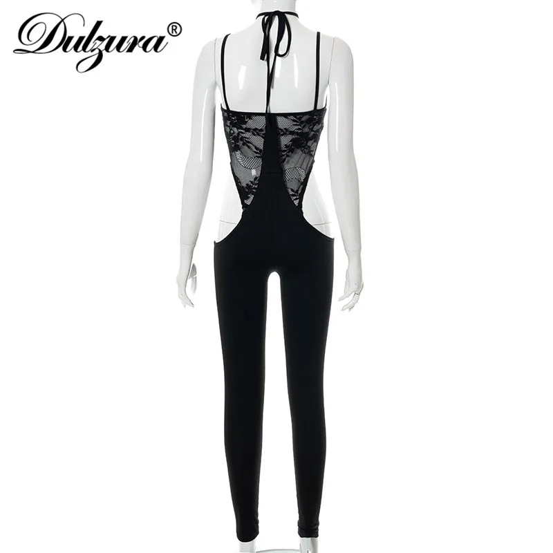 Dulzura Lace Patchwork Women Hollow Out Halter Jumpsuit V Neck Bodycon Sexy Streetwear Casual 2021 Autumn Winter Rompers
Dulzura Lace Patchwork Women Hollow Out Halter Jumpsuit V Neck Bodycon Sexy Streetwear Casual 2021 Autumn Winter Rompers