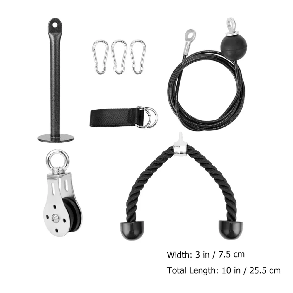 1 Set/8PCS Arm Pulley System with Pulley Loading Pin Hanging Strap Tricep Rope 
1 Set/8PCS Arm Pulley System with Pulley Loading Pin Hanging Strap Tricep Rope