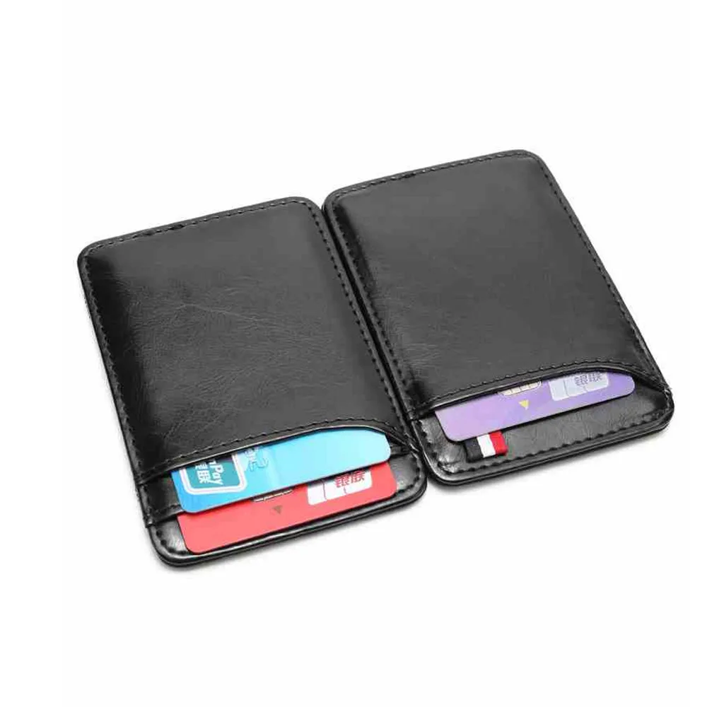 New Fashion Slim Men's Leather Magic Wallet Credit Card Holder Women Small Cash Clip Bilfold Man Clamps For Money Coin Bag | Багаж и