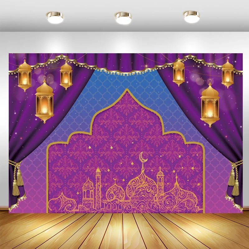 

Aladdin Backdrop Arabian Moroccan Nights Princess Girls Birthday Party Magic Genie Indian Luxurious Photo Background Banner Prop