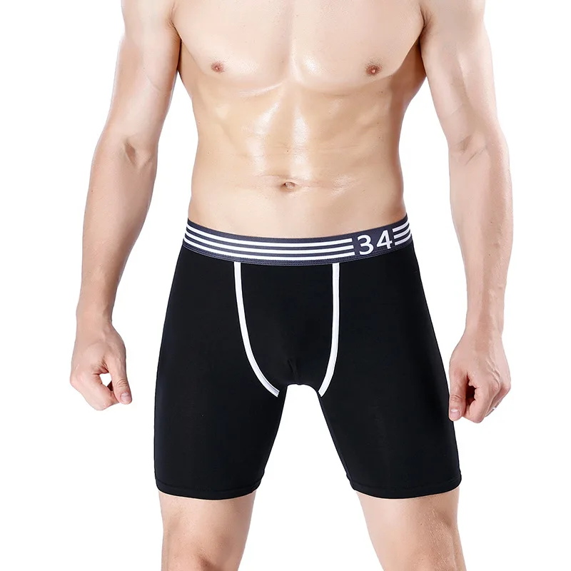 2 pack men cotton High elasticity long leg boxers mid-waist mens boxer briefs coton boxershorts panties trunk underwear | Мужская одежда