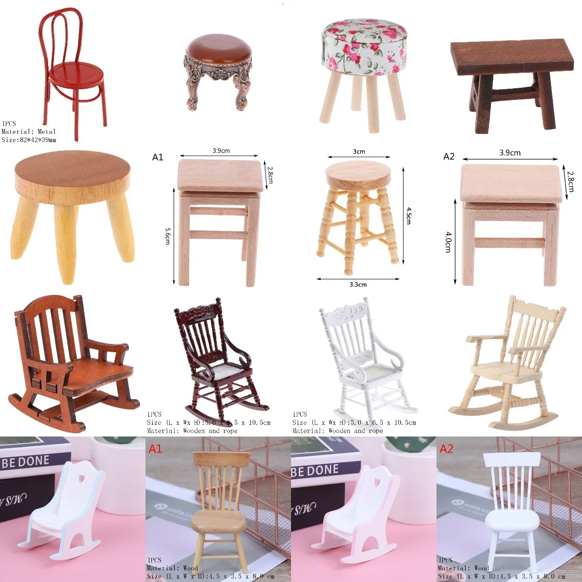 New 1:12 Dollhouse Miniature Furniture Wooden Rocking Chair Stool Sofa Hemp Rope Seat For Dolls House Accessories Toy
New 1:12 Dollhouse Miniature Furniture Wooden Rocking Chair Stool Sofa Hemp Rope Seat For Dolls House Accessories Toy