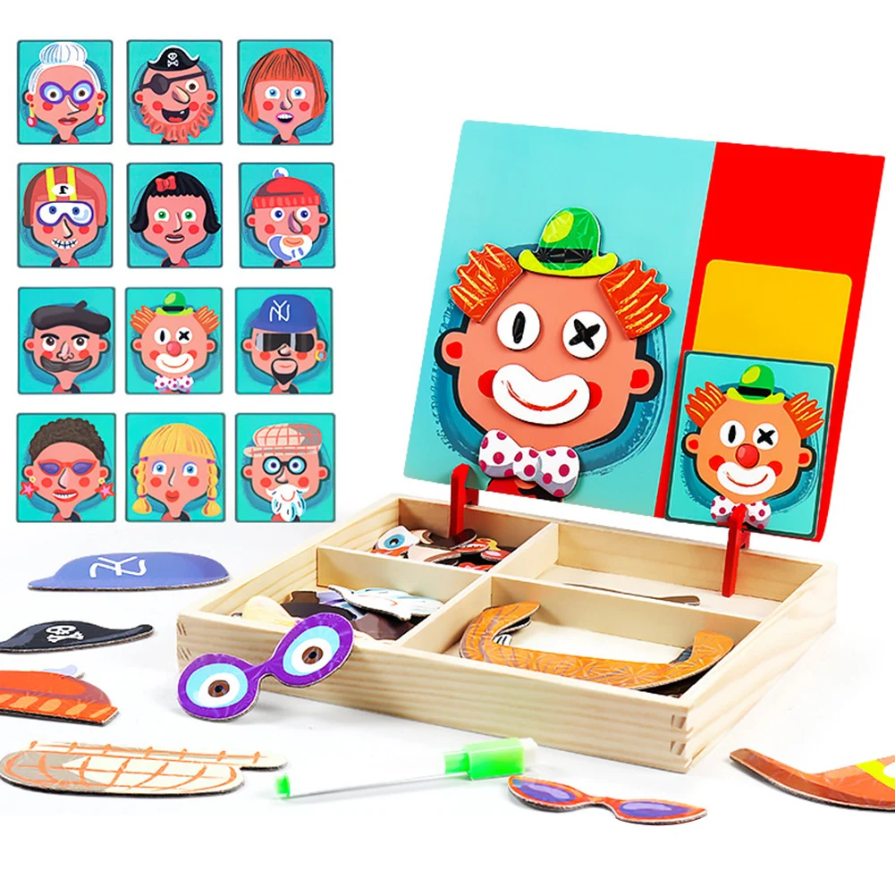 Early Facial Features Dress Up Magnetic Drawing Board Gift Jigsaw for Girls Boys Wooden Facial Features Toys
Early Facial Features Dress Up Magnetic Drawing Board Gift Jigsaw for Girls Boys Wooden Facial Features Toys