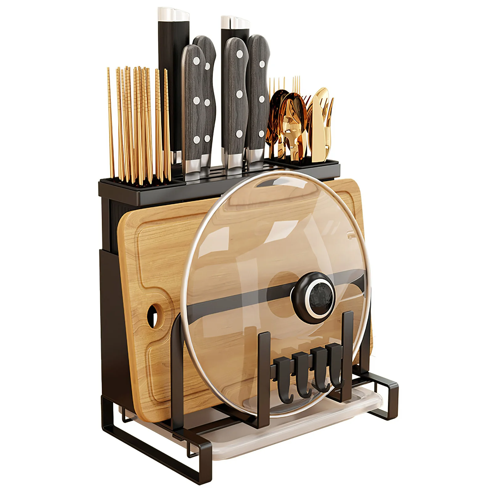 Multi-Function Kitchen Shelf Countertop Knife Chopsticks Cutting Board Spice Storage Holder Seasoning Rack With Water Tray
Multi-Function Kitchen Shelf Countertop Knife Chopsticks Cutting Board Spice Storage Holder Seasoning Rack With Water Tray