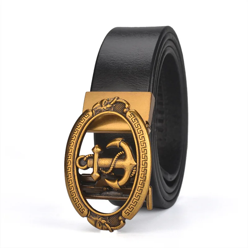 New Men's Belt Premium Vintage Style Pure Cowhide Automatic Buckle Belt Durable Boat Anchor Gold Men Leather Belt
New Men's Belt Premium Vintage Style Pure Cowhide Automatic Buckle Belt Durable Boat Anchor Gold Men Leather Belt