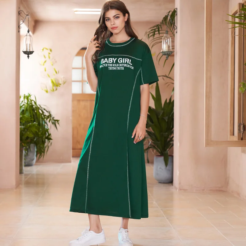 Dresses Woman Summer 2022 Green Letter Printing Round Neck Half Sleeve Sports Loose Casual Mid-length Academy T-shirt Dress
Dresses Woman Summer 2022 Green Letter Printing Round Neck Half Sleeve Sports Loose Casual Mid-length Academy T-shirt Dress