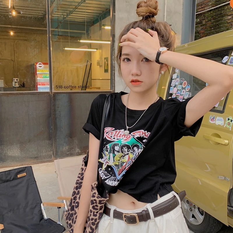 Новые летние футболки корейской версии, Милая женская одежда в девичьем стиле, модные милые футболки, свободные топы с мультяшным рисунком 
Новые летние футболки корейской версии, Милая женская одежда в девичьем стиле, модные милые футболки, свободные топы с мультяшным рисунком