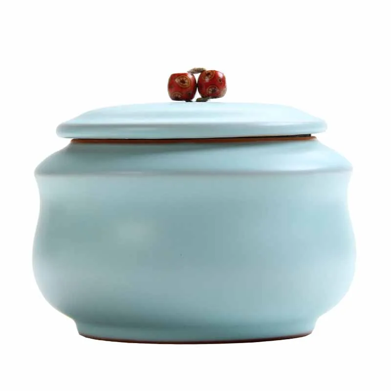 

Porcelain 12cm Cyan-Blue Kung Fu Tea Caddy Ceramic Teaset Chinese Teaware Set Minimalist Style Home Decor