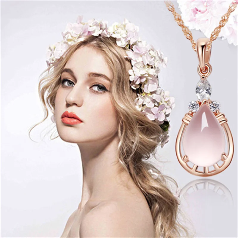 Charming Pink Crystal Pendant Women Water Drop Necklace Jewelry Fashion 925 Sterling Silver Chain Necklace For Lady Choker Bijou
Charming Pink Crystal Pendant Women Water Drop Necklace Jewelry Fashion 925 Sterling Silver Chain Necklace For Lady Choker Bijou