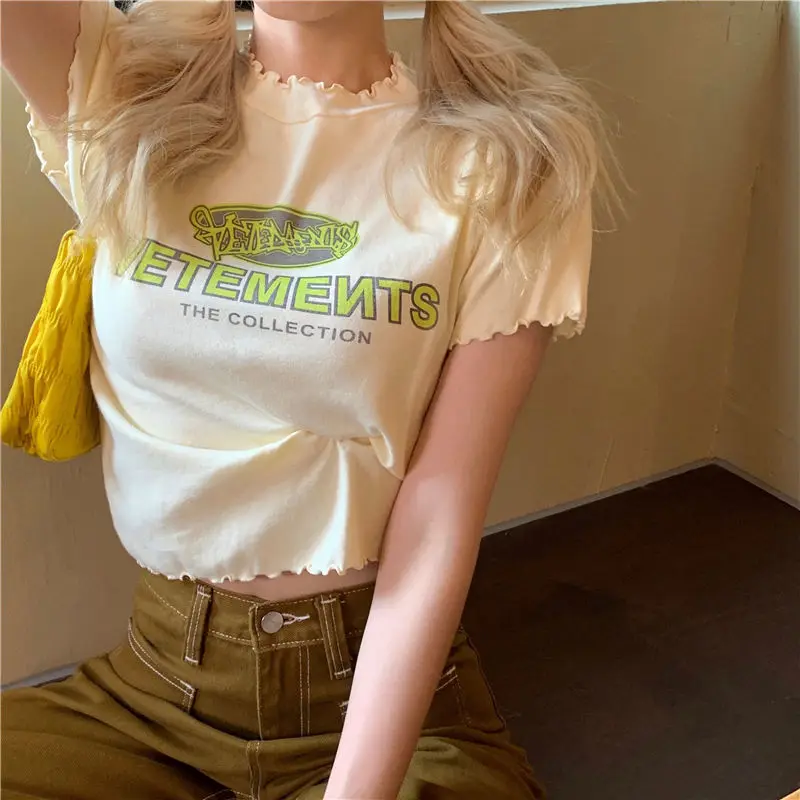 2021 Summer The New Korean Version Loose Letter Printing Crimping Short Sleeve T-Shirt Student Short Hot Girl Coat Ins Female
2021 Summer The New Korean Version Loose Letter Printing Crimping Short Sleeve T-Shirt Student Short Hot Girl Coat Ins Female
