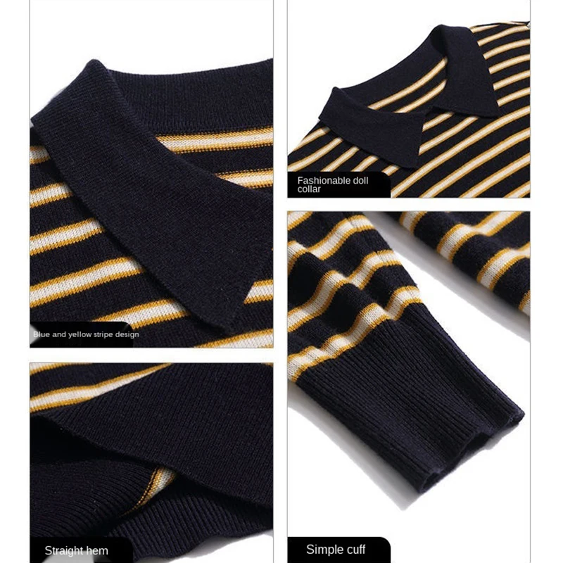 New Autumn Winter Casual Women Sweater Striped Loose Pullover Knitted Sweater Long Sleeve Jumper Woman Sweaters Pull Femme 11813
New Autumn Winter Casual Women Sweater Striped Loose Pullover Knitted Sweater Long Sleeve Jumper Woman Sweaters Pull Femme 11813