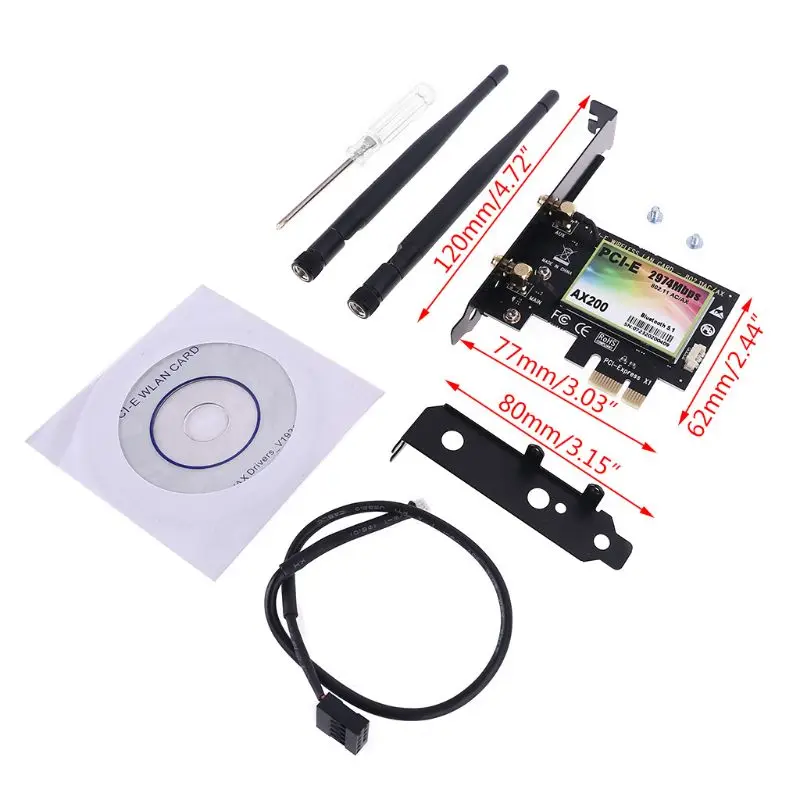 Wireless Dual Band MINI PCI-E to AX200 Express Adapter WiFi Net Card Wifi 6 2.4G / 5G with Antennas Bluetooth for Desktop
Wireless Dual Band MINI PCI-E to AX200 Express Adapter WiFi Net Card Wifi 6 2.4G / 5G with Antennas Bluetooth for Desktop