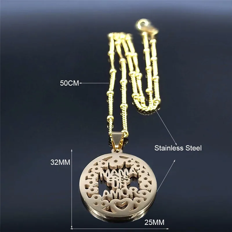 2021 Fashion MAMA Stainless Steel Pendants Necklaces for Women Gold Color Necklaces Jewelry joyeria acero inoxidable N441S01
2021 Fashion MAMA Stainless Steel Pendants Necklaces for Women Gold Color Necklaces Jewelry joyeria acero inoxidable N441S01