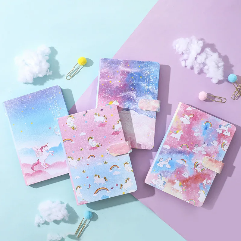 Блокнот Kawaii в виде единорога с цветной магнитной пряжкой простой планировщик