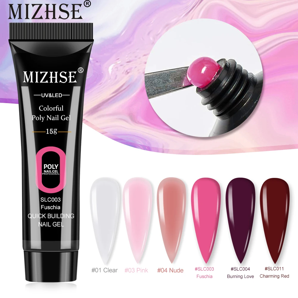 MIZHSE Clear White Pink Poly Extentio Gel For Nails Acryl gel Varnish Hybrid 15g Nail Polish Finger Art Manicure |