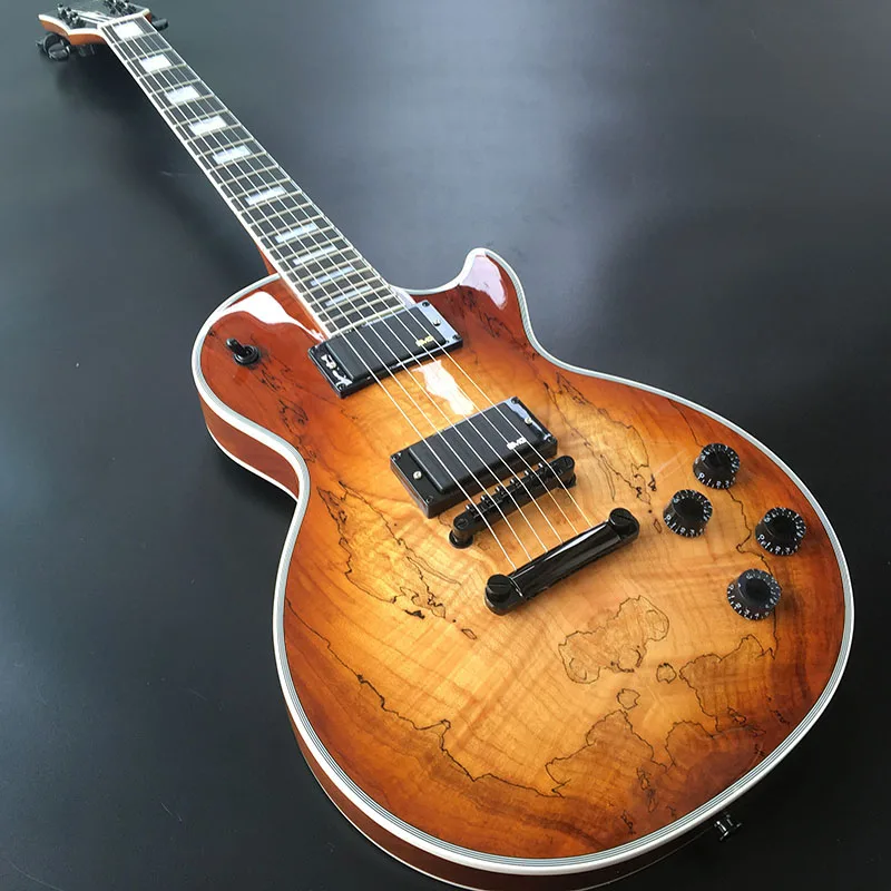 Custom Electric Guitar Mahogany Body Spalted Maple Top Rosewood Fingerboard Block Inlay Trans Brown Burst Color Gloss Finish 
Custom Electric Guitar Mahogany Body Spalted Maple Top Rosewood Fingerboard Block Inlay Trans Brown Burst Color Gloss Finish