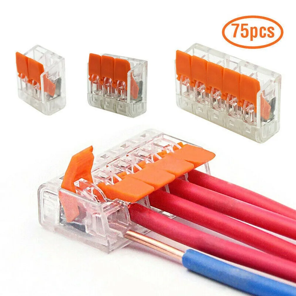 75Pcs Electrical Terminal Block Wire Connectors Clamp Cable Reusable Lever For Connect Different Wire Sizes And Types
75Pcs Electrical Terminal Block Wire Connectors Clamp Cable Reusable Lever For Connect Different Wire Sizes And Types