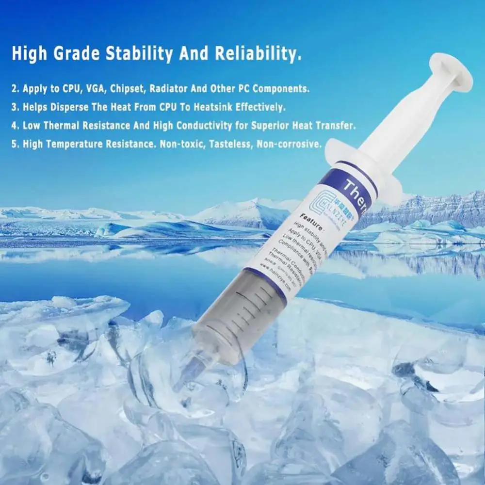 30g Thermal Conductive Silicone Grease Paste for GPU CPU Chipset Heatsink Cooler
30g Thermal Conductive Silicone Grease Paste for GPU CPU Chipset Heatsink Cooler