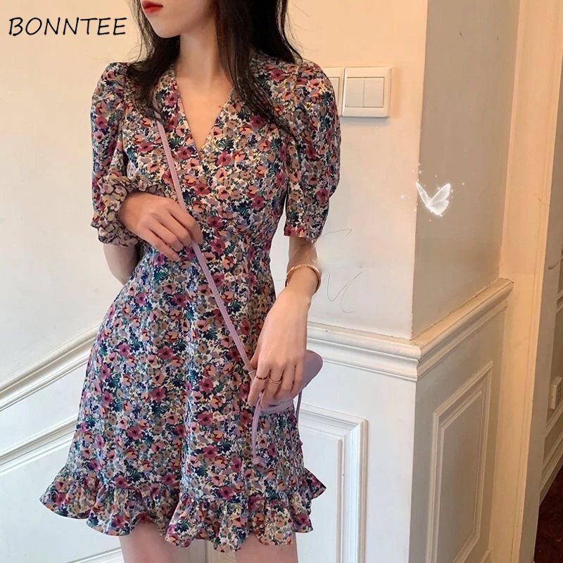 Dresses Women Floral Elegant French Style Old-fashioned Ladies Summer V-neck Trendy Puff Sleeve Students Streetwear Leisure New
Dresses Women Floral Elegant French Style Old-fashioned Ladies Summer V-neck Trendy Puff Sleeve Students Streetwear Leisure New