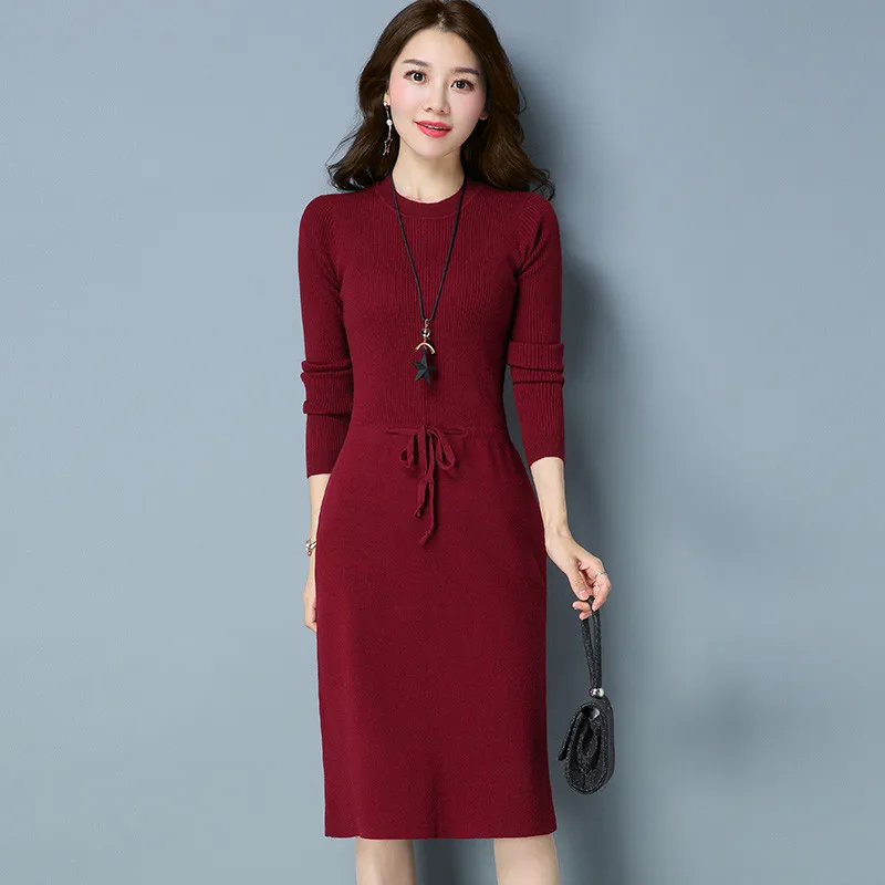 Женское длинное платье-свитер теплые вязаные свитера пуловеры платья для женщин