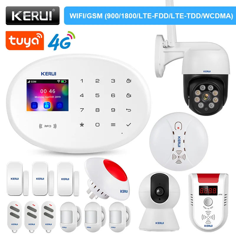 

KERUI W20 4G Alarm System WIFI GSM Alarm Wireless Tuya Smart House Support Alexa Burglar Detector Motion Sensor Siren