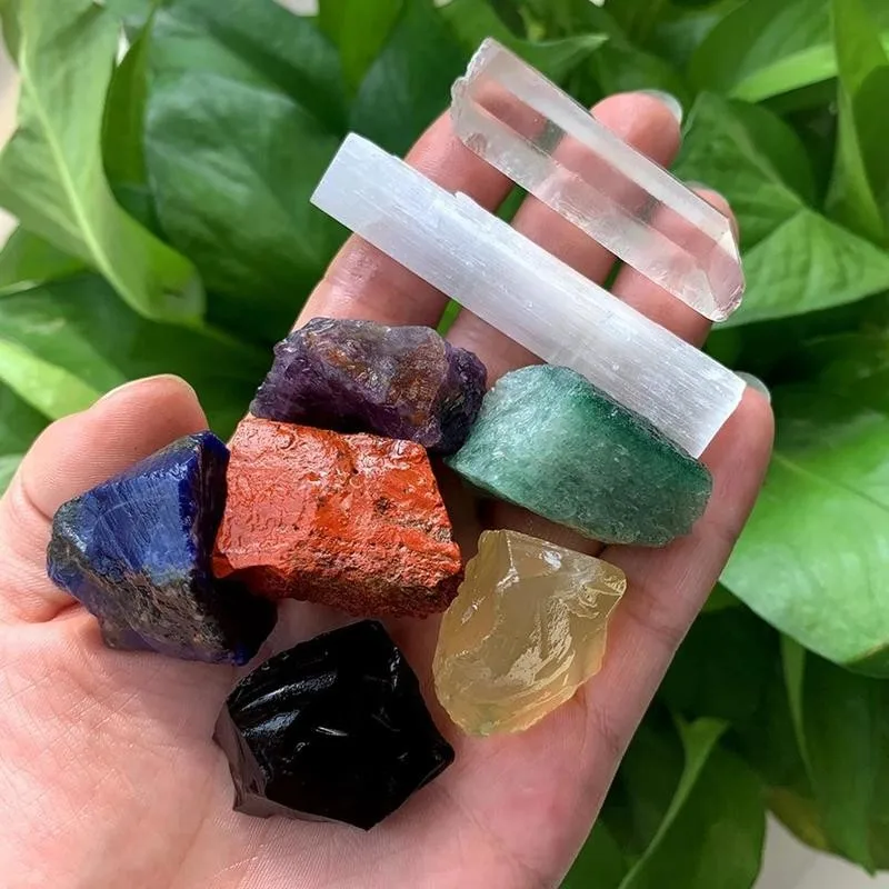 

1set Natural Crystal Stone Seven Chakras Large Grain Unpolished Collection Gift Diy Ore Standard Combination