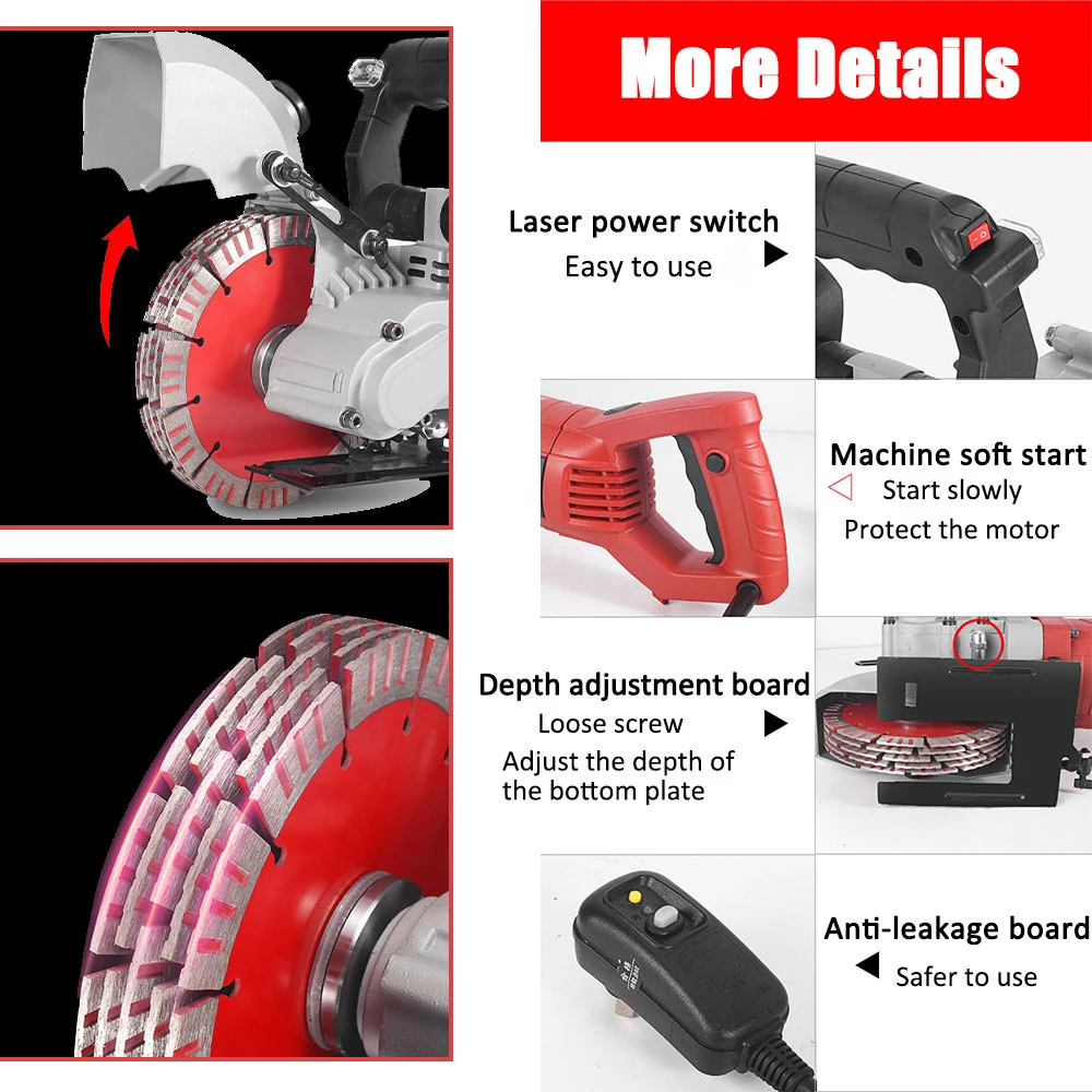 Groove Grooving Chaser Cutting Cutter 40mm Electric Wall Slotting Machine 5500W
Groove Grooving Chaser Cutting Cutter 40mm Electric Wall Slotting Machine 5500W